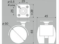 N102BL/BL.3 Опора колесная d50мм на площадке без тормоза <240>