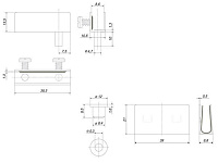 HG001/GP К-т петель для 1 стекл. фасада (до 6 мм) (без сверл.) (золото) <100>