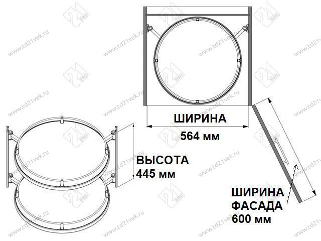 S-5110-C Карусель в базу 600 мм, Starax, 2-х ярусная, (564х490х4450 мм) 3