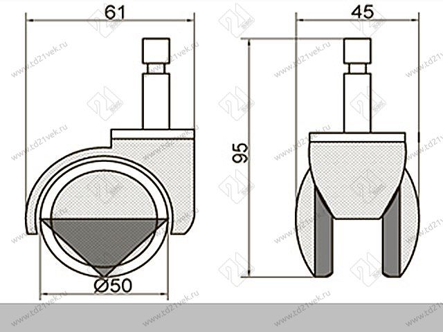 Опора колесная 553 нагрузка - 40 кг d=50, h=68 <100> 2