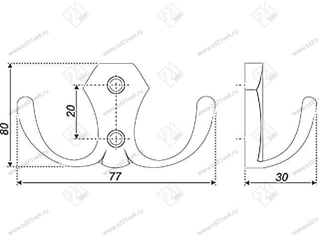 K203СР.2 Крючок мебельный K0340 хром <40> 2