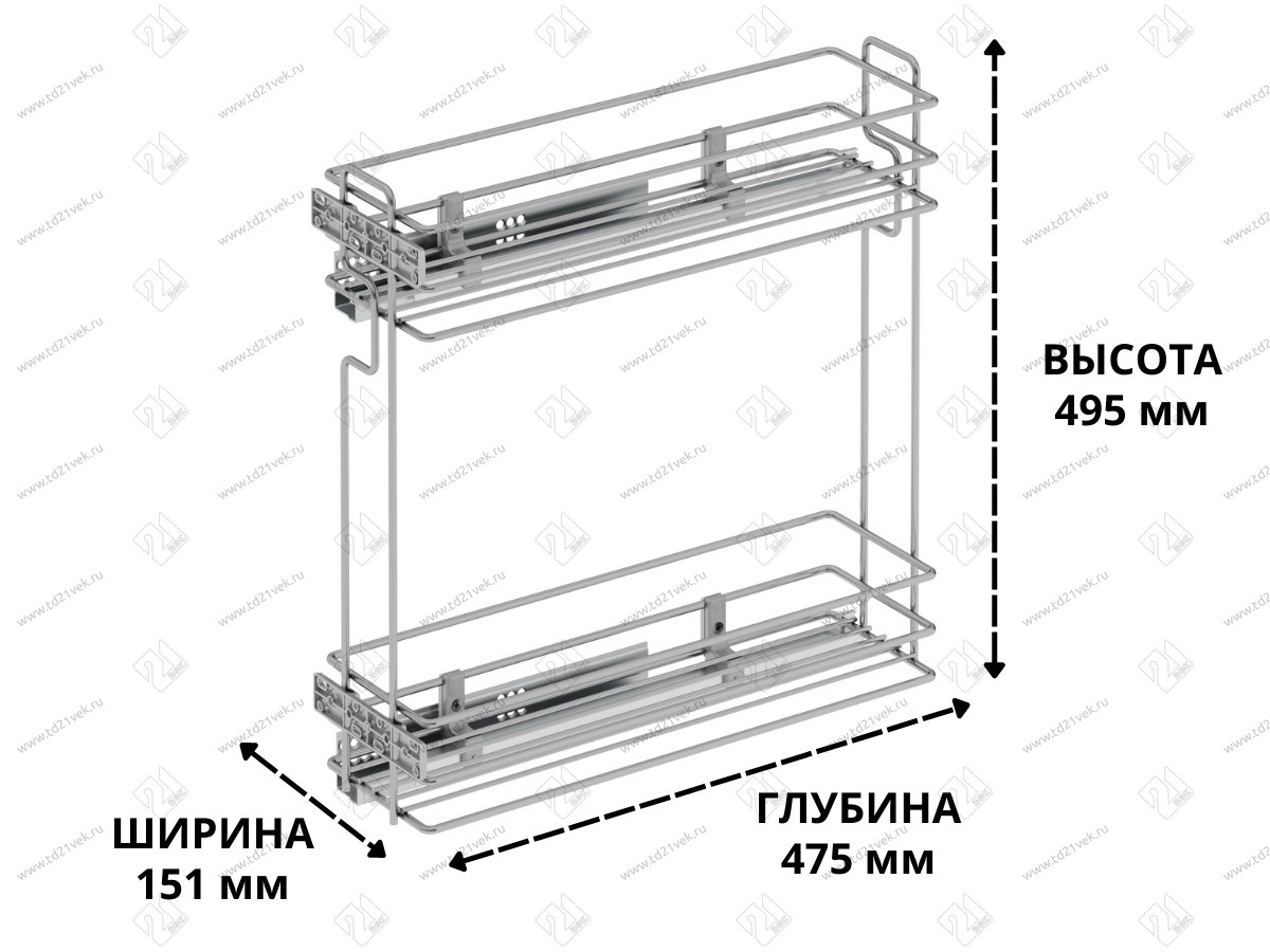 S-2423-C Бутылочница 200, Starax, 2-х ярусная, направляющие Blum Tandem, (151х475х495 мм) , частичное выдвижение, правая 3