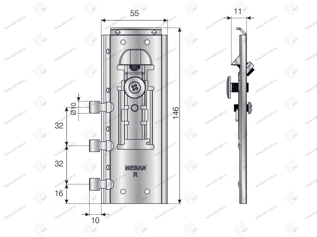 105-02-28-403 Подвес Mesan 3D(потайной) L+R (55х146мм) металл, цинк <50> 2