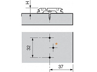 173L6100  MPL V500NI Планка ответная BLUMCLIP(крест.) H=0мм (под саморез)<500>