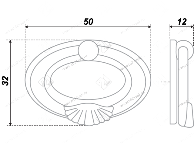 RC027AB.3 Ручка-кнопка C2720, старинная латунь <50/500> 2