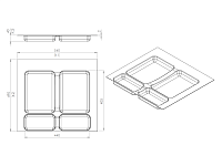 S-2532-G Система сортировки в базу 600 мм, Starax Order, 2 ведра, серый