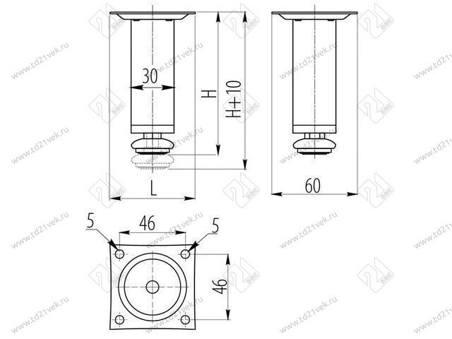 NM-BD-100-01 Опора GTV,d30, H100, хром <100> 2