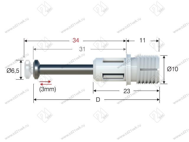 102-02-33-403 Дюбель Mesan Dufix L11/34мм d10мм (быстрый монтаж) <1000/4000> 2