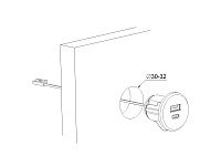 06.800.01.350 USB-розетка, врезная, 1USB-A:+1Type-C 5V/3А, встраиваемая, входное напряжение 12В, серебристый, 37х27.5мм