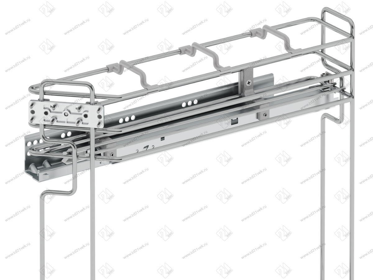 S-2606-C Бутылочница 150, Starax, 45 градусов, 2-х ярусная, направляющие Blum Tandem, (106х465х495 мм), полное выдвижение, левая, хром 5