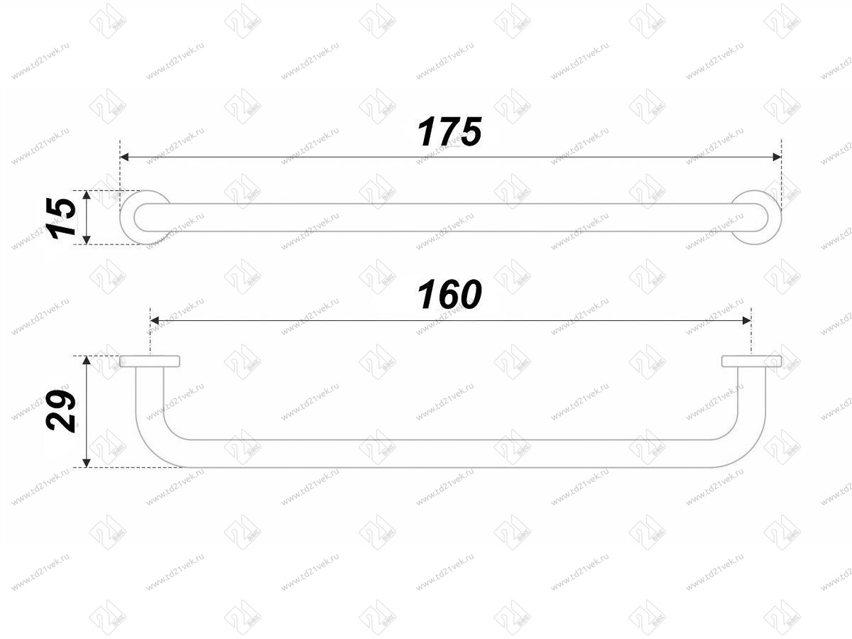 RS293BL.4/160 Ручка-скоба 160 мм , чёрный  матовый <25/250> 2