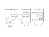 Опора колесная 206 нагрузка 35 кг d=38 h=55 <100>