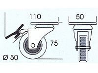 Опора колесная 254 нагрузка - 35 кг d=50, h=70 <100/300>