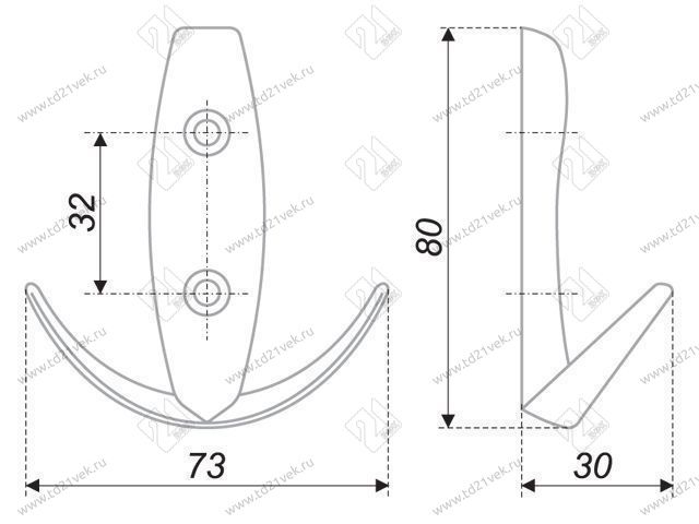 K204.03CP.11 ВЫВЕДЕНО Крючок мебельный хром <20> 2