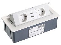 AE-PBSUC2GS-10 настольный уд-ль, встраиваемый soft(2х220 schucko,2хusb 2,1a,кабель 1,5м, белый) <1>