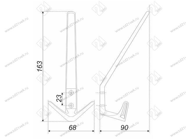 K305.05SC.3 Крючок мебельный  сатиновый хром <12> 2