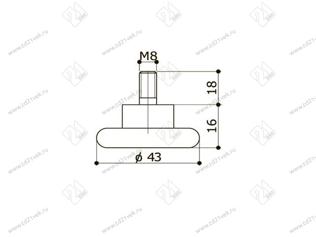 Ножка "Бинго большая" А003/2013 M8 d=43 (черная) siyah <250/1000> 2