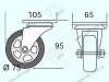 Опора колесная 381 нагрузка - 50 кг d=75, h=98 <100> превью 2