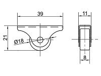 Опора колесная 099 нагрузка - 15 кг d=19, h=22 <200/300/1000/1500>