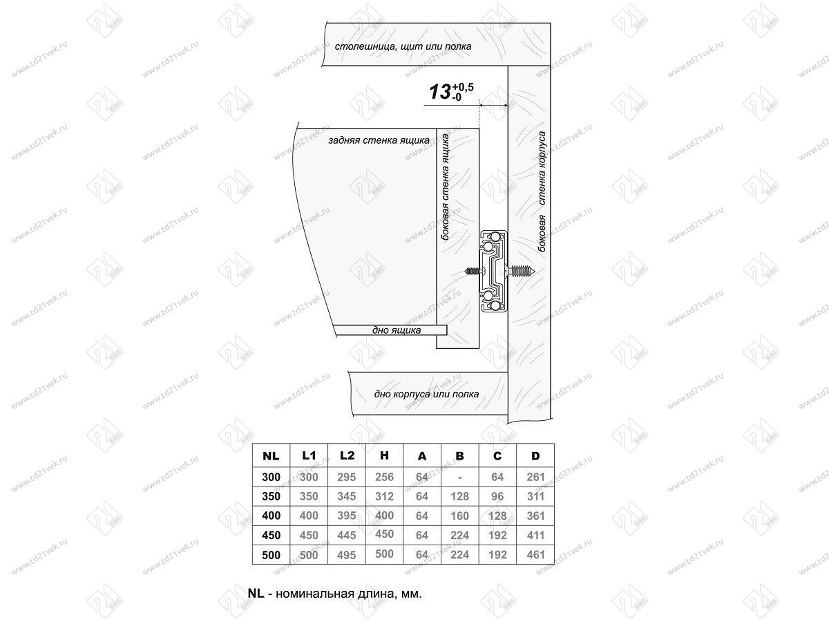 DB4518Zn/300  Шариковые направляющие PUSH-SOFT CLOSING <15> 7