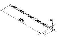 Планка угловая алюм. для стеновых панелей 6мм (F-обр) 1050 L=600 <100>