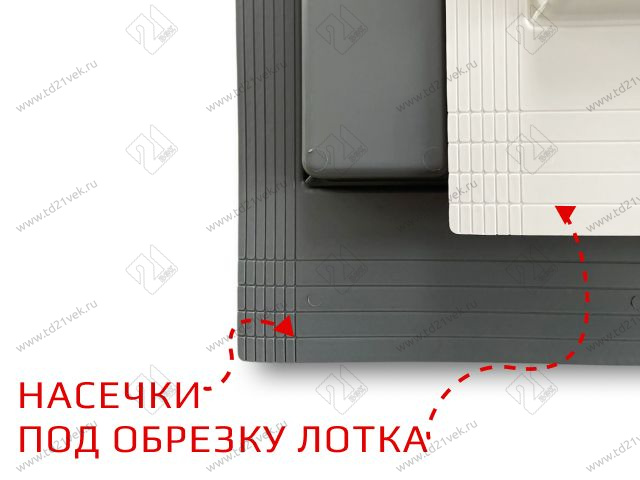 Лоток для столовых приборов в базу шир.500-550 PP (420/470*430/490*45мм) с насечками, серый <1/25> 3