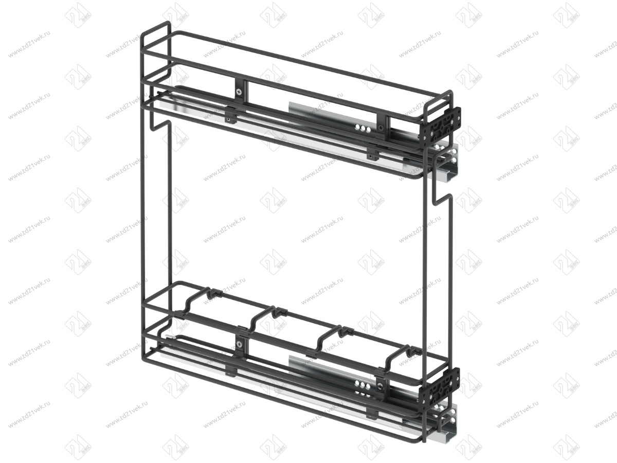 S-2421-A Бутылочница 150, Starax, 2-х ярусная, направляющие Blum Tandem, (106х475х495 мм), частичное выдвижение, правая, антрацит 2