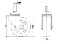 Опора колесная 312 нагрузка - 40 кг d=50, h=70 <100>