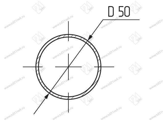 Труба d=50мм х 3 м х 0,8 мм, сталь, хром <4> 2