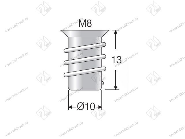 102-04-03-403 Муфта Mesan металл M8 d10xh13мм, цинк<1000/4000> 2