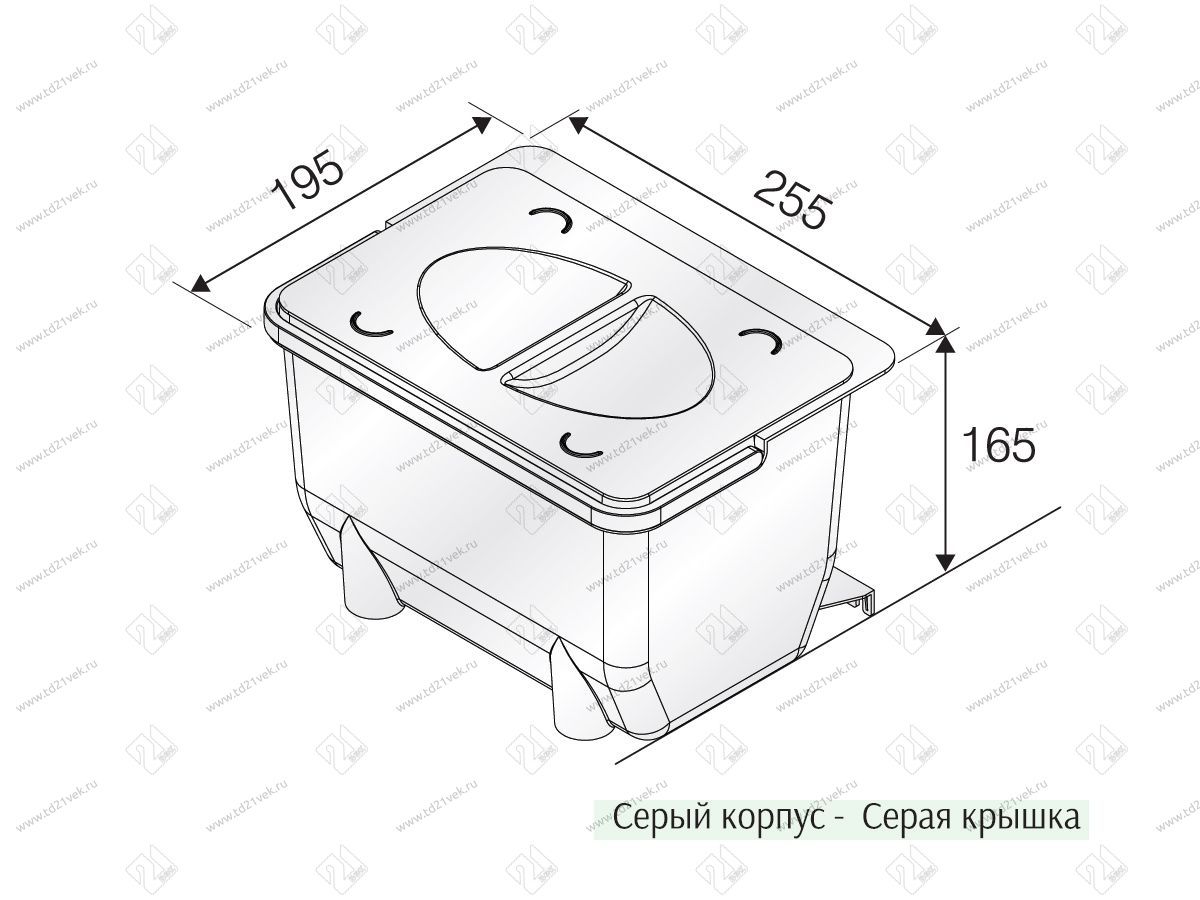 105-71-06-303-03 Контейнер универсальный серый корпус, серая крышка Д255*В165*Ш195 <1/8> 2