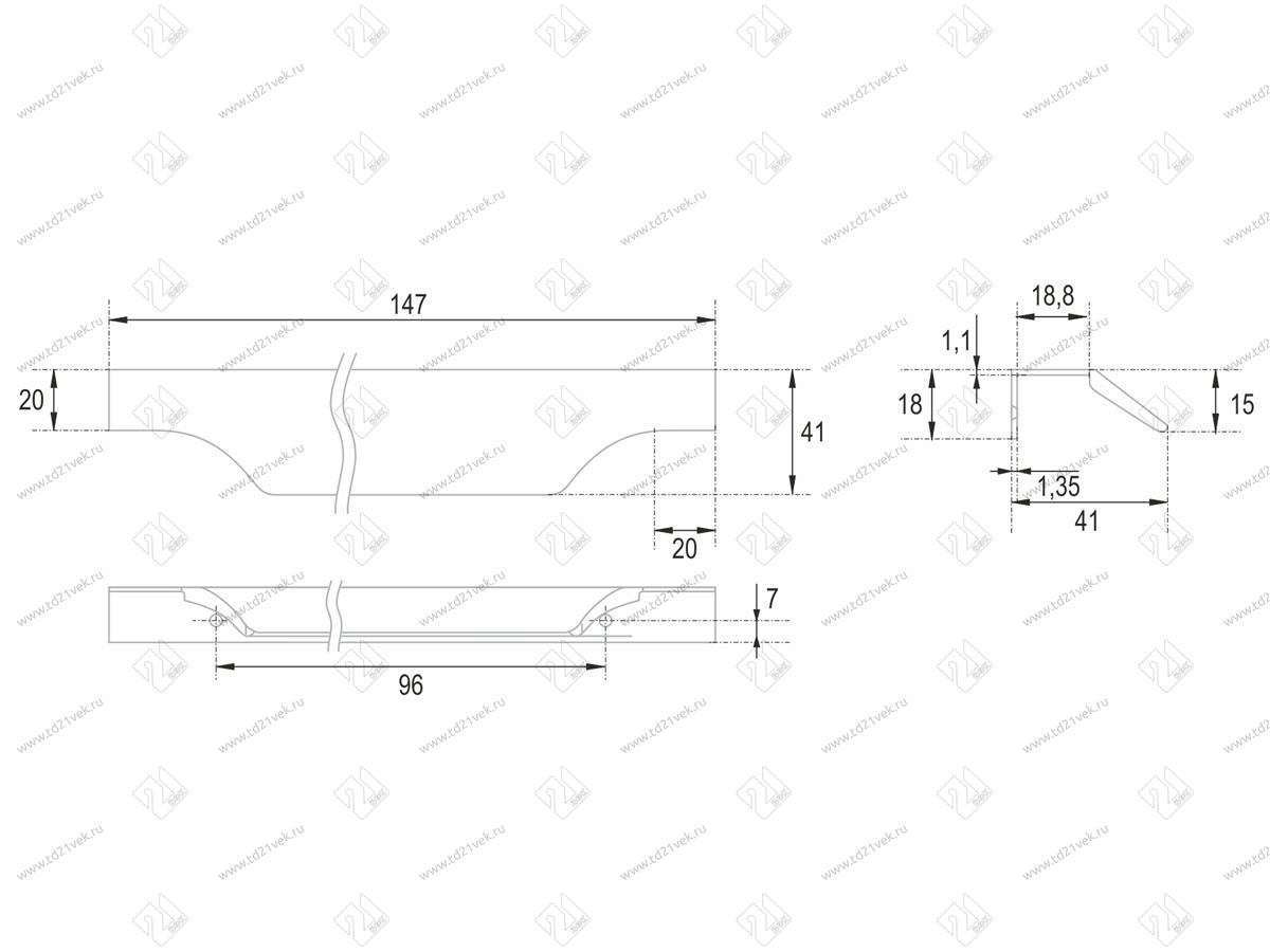 RT114BL.1/96/150 Ручка торцевая 96 мм матовый чёрный <40> 4