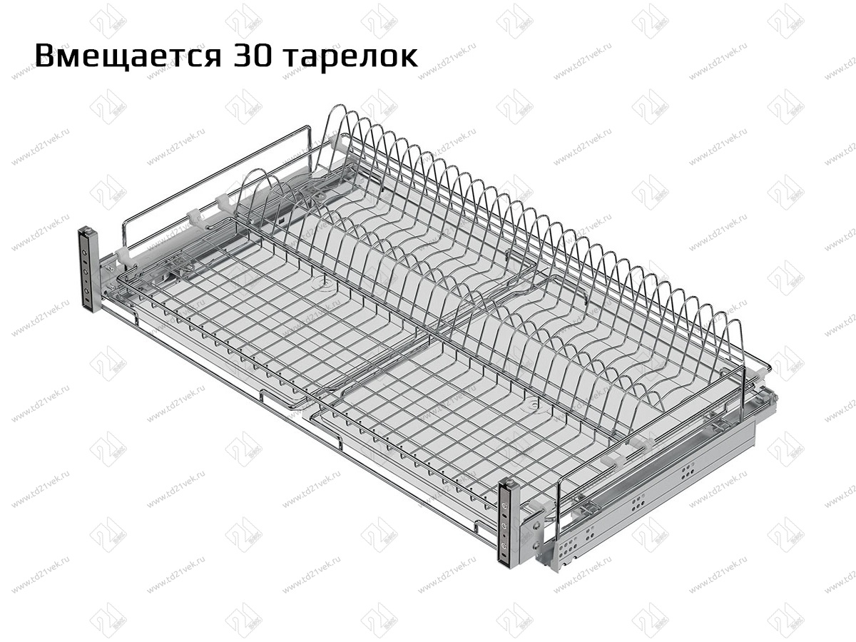 S-2034-C Сушка для посуды выдвижная в нижнюю базу 900 мм, Starax, направляющие Blum Tandem, с доводчиком, (860-880х520х185 мм), хром 2