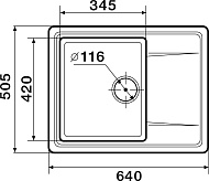 Мойка каменная Альтаир 510*650мм, чаша: 345*420мм, глубина-170мм  (Белоснежный)  глянец GPRY 1