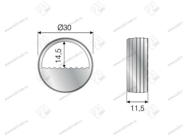 105-03-06-302 Подвес шкафа Mesan (врезной) d30*Г11,5мм белый <500/2000> 2