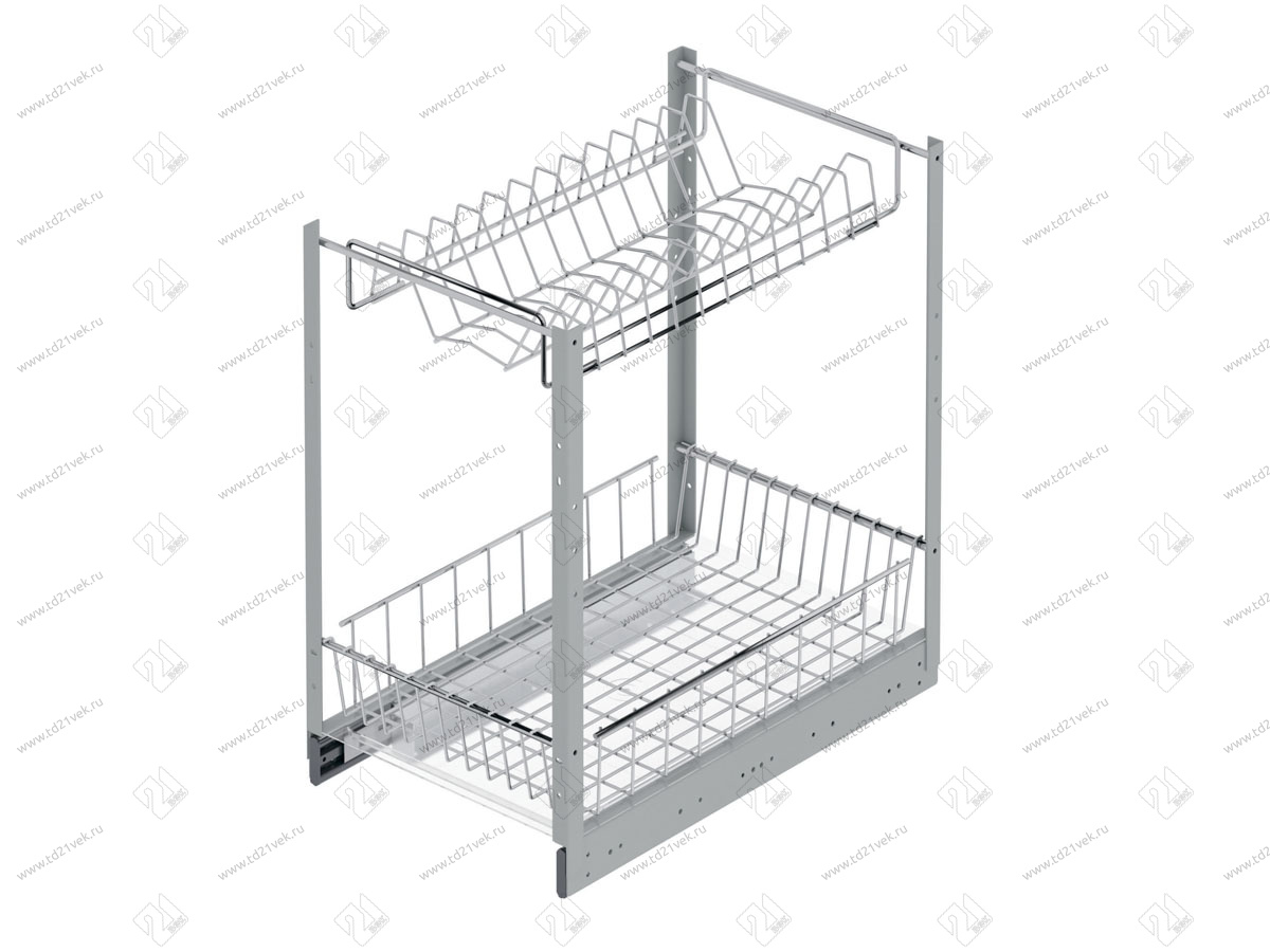 S-2162-C Выдвижная корзина в базу 400 мм, Starax, 2-х уровневая, (260х500х520 мм), с доводчиком 2