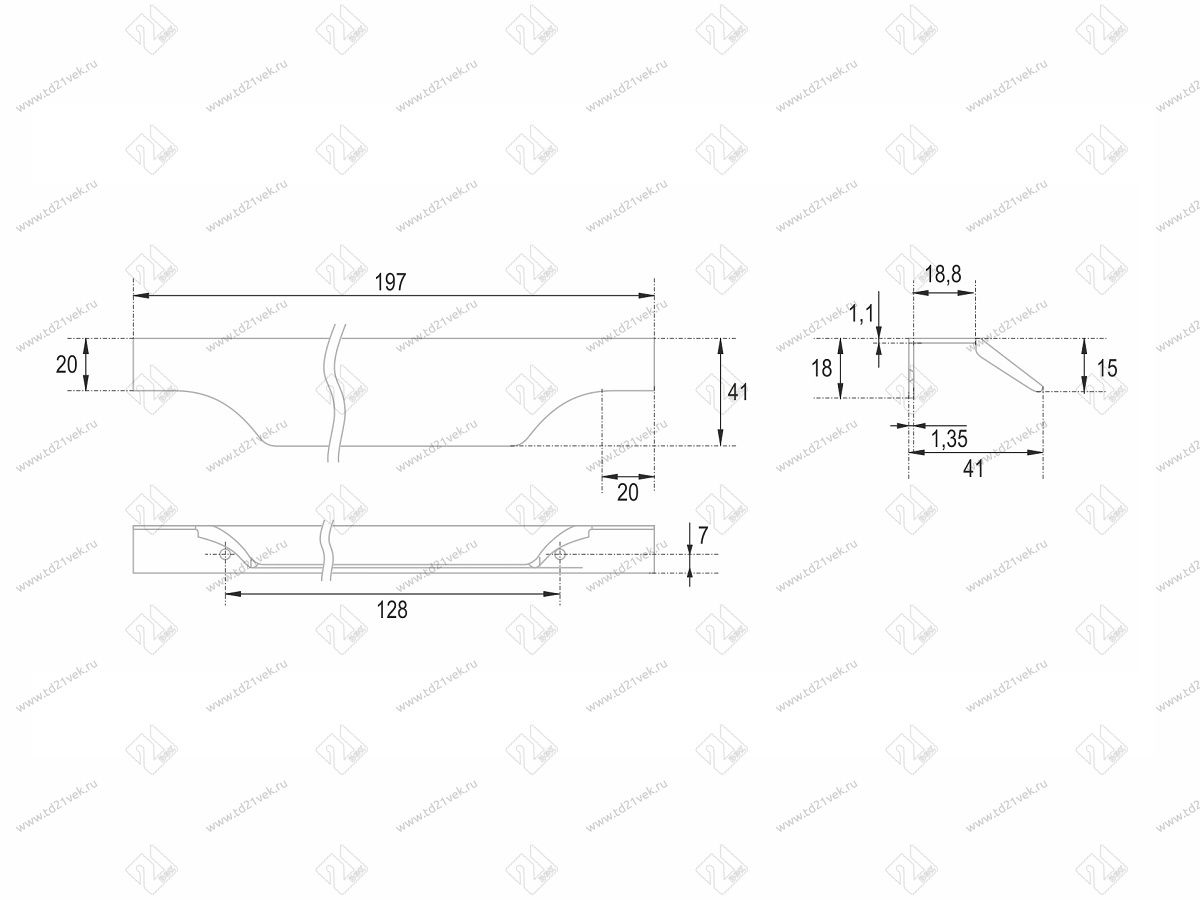 RT114BL.1/128/200 Ручка торцевая 128 мм матовый чёрный <30> 5