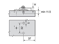 194K6100E DUEPL V500NI Планка ответная BLUMModul(крест.) H=0мм (для встр.холодильн,самор.с распорн.пробками EXPANDO)<50/250>