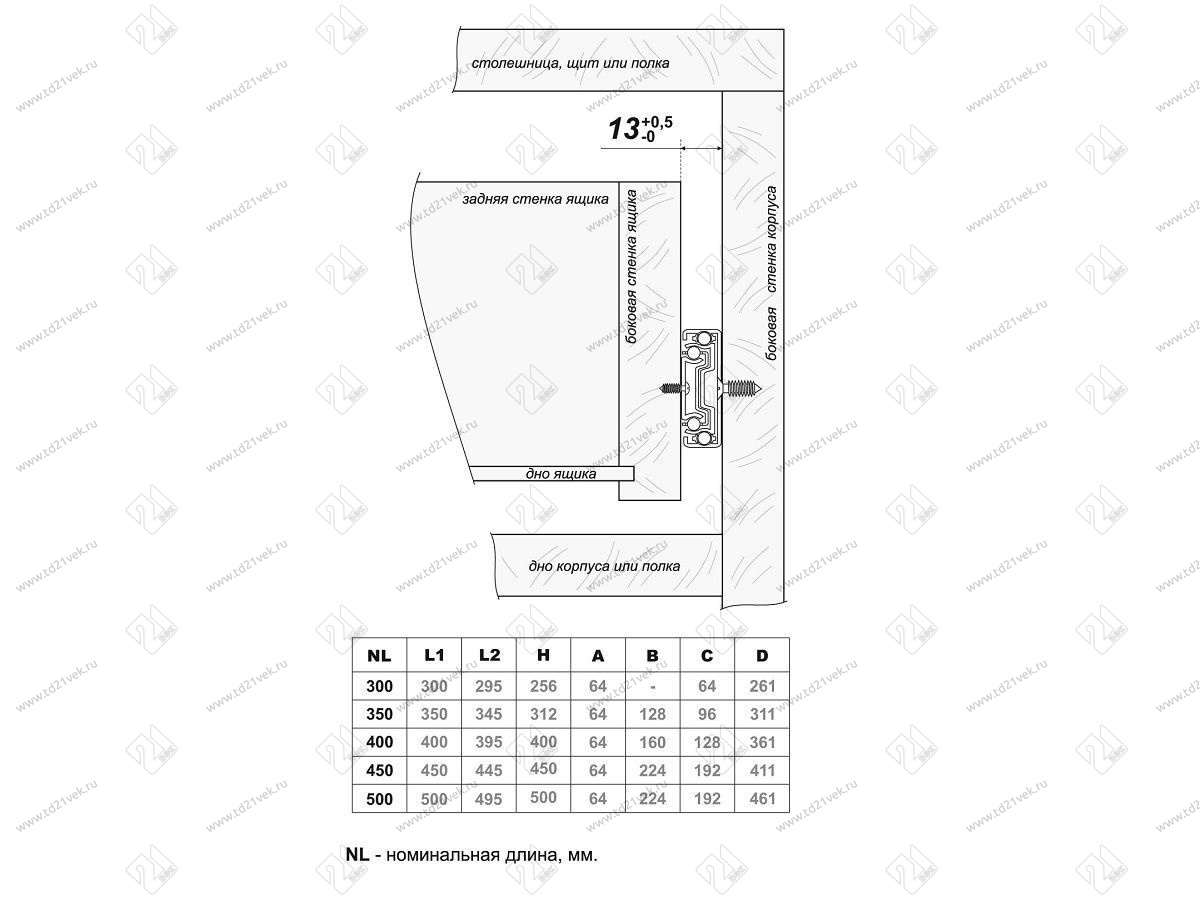 DB4518Zn/500  Шариковые направляющие PUSH-SOFT CLOSING <15> 6