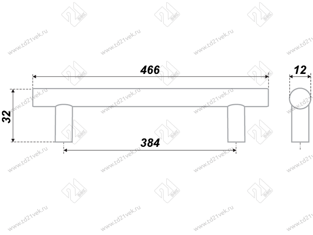 RR002CP.5/384 Ручка-рейлинг 384 мм хром <10> 2
