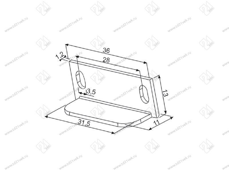 109-91-01-403 Ответная планка к замку угловая (36x31.5x1.2) 0135Zn (ST) <100/1000/2000> 3