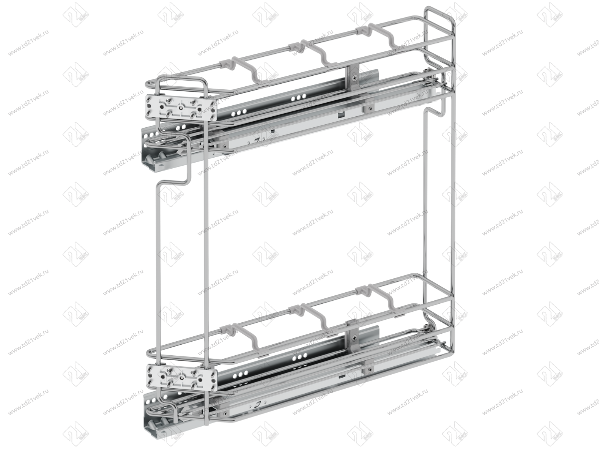 S-2606-C Бутылочница 150, Starax, 45 градусов, 2-х ярусная, направляющие Blum Tandem, (106х465х495 мм), полное выдвижение, левая, хром 4