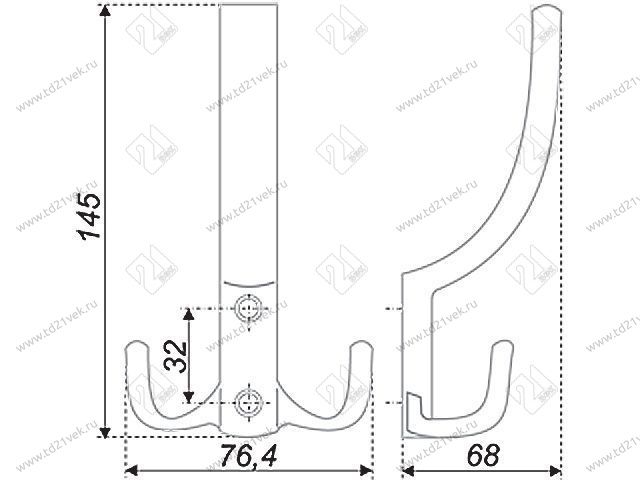 K302GP.6 Крючок мебельный K0230  золото <25> 2