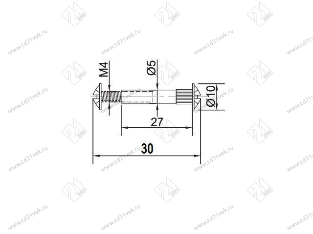 Стяжка межсекционная d=5 M4x30мм  никель KF-02-430  <2500/4000> 2