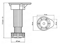 Опора кухонная Н120-140 мм разборная, с упором, черный, нагрузка 168 кг