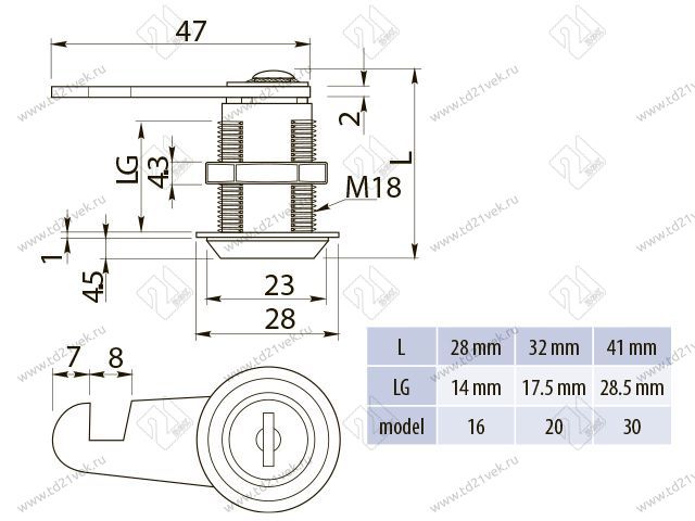 ZZ-16-103-01-S замок для ящиков - цилиндр 16мм -103 <12/240> 2