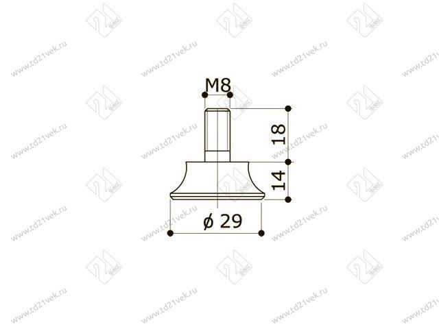 Ножка "Бинго маленькая" А004/2014 M8 d=29 (коричневый) kahve <500/2000> 2