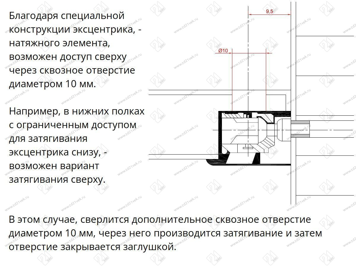 ACKRF016 Стяжка RAFFIX DUO d20*H12,5 мм с эксцентриком для плиты 16 мм, коричневая 7