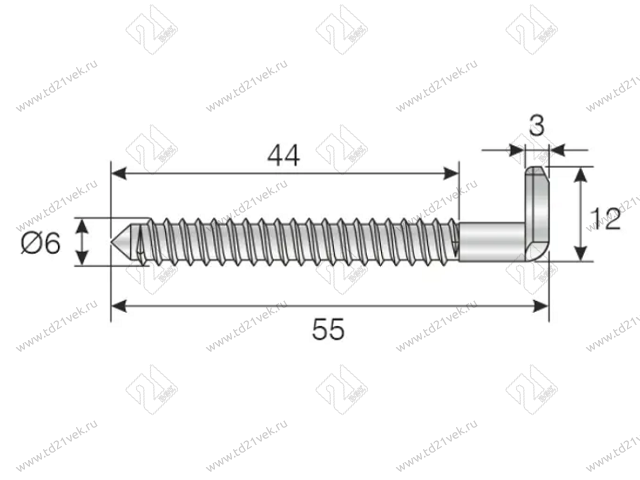 105-03-27-403 Крючок подвески Mesan d6*L55*H12мм сталь <500/1000> 2