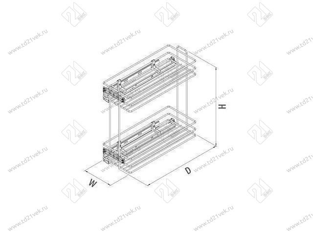 S-2424-A Бутылочница 250, Starax, 2-х ярусная, направляющие Blum Tandem, (203х475х495 мм), частичное выдвижение, правая, антрацит 3